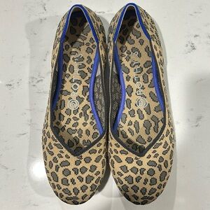 Rothy's Leopard Print Flats with Blue Trim